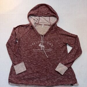 TechStyle Women's Size Large Yellowstone National Park Hoodie Maroon Heather